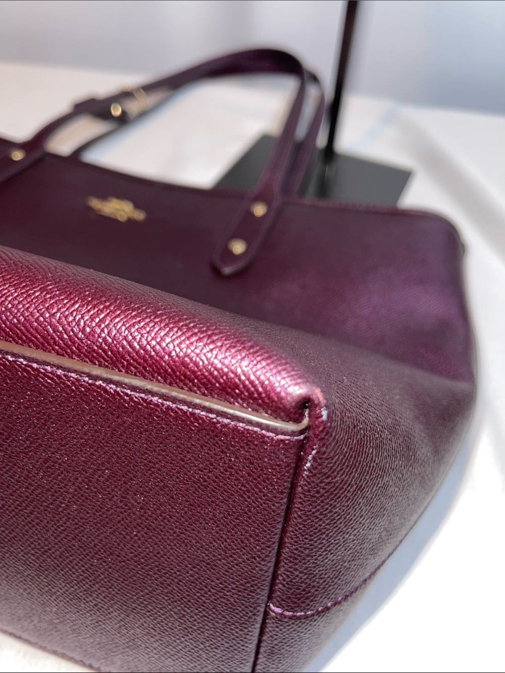Coach G1891-F16224 City Tote Metallic Leather Purple - Picture 10 of 12